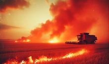Bing AI Image of prairie fire in field